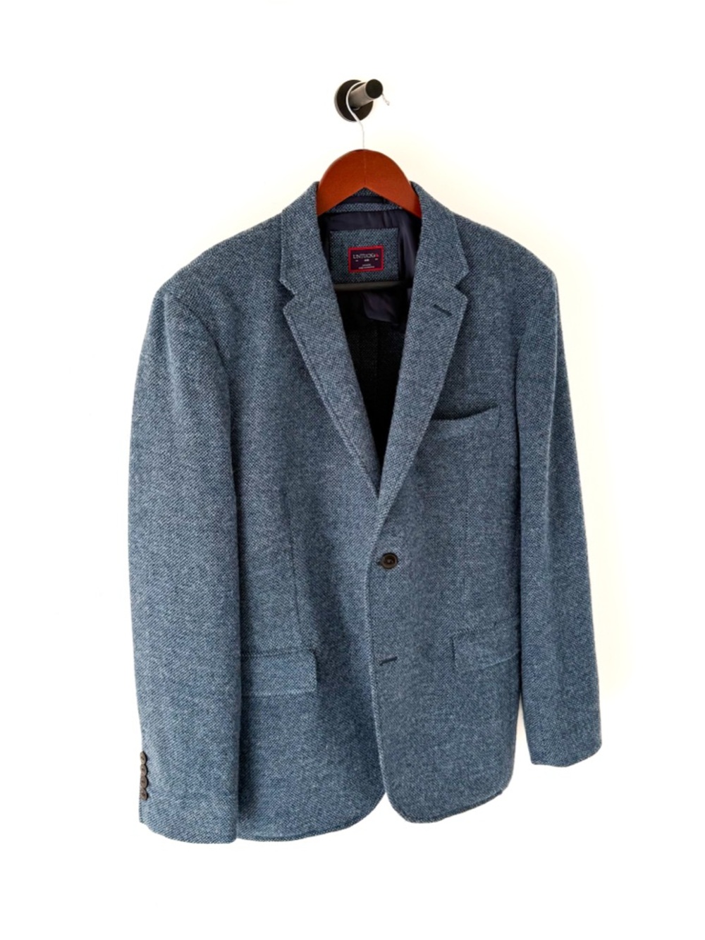 New UNTUCKit Flannel Italian Wool Blazer Sport Coat Piper Blue Mens 40R - Picture 10 of 14